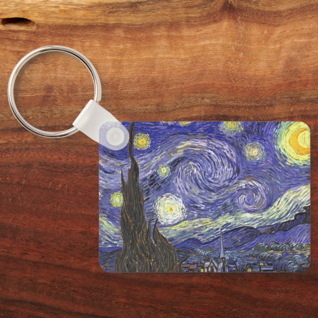 Starry Night von Vincent van Gogh Schlüsselanhänger (Rückseite)