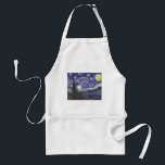 Starry Night von Vincent van Gogh Schürze<br><div class="desc">Starry Night by Vincent van Gogh ist ein Vintages, kunstvolles Post-Impressionismus Landschaft Stadtbild mit Blick auf Saint Remy, Frankreich aus van Gogh Asyl. Der Nachthimmel wirbelt mit Wolken und leuchtendem Halbmond und strahlenden Sternen über dem malerischen Dorf. Starry Night ist wahrscheinlich van Goghs berühmteste Gemälde und wurde während des Tages...</div>