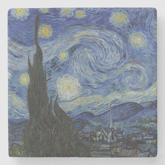 Starry Night von Vincent Van Gogh Steinuntersetzer (Vorderseite)