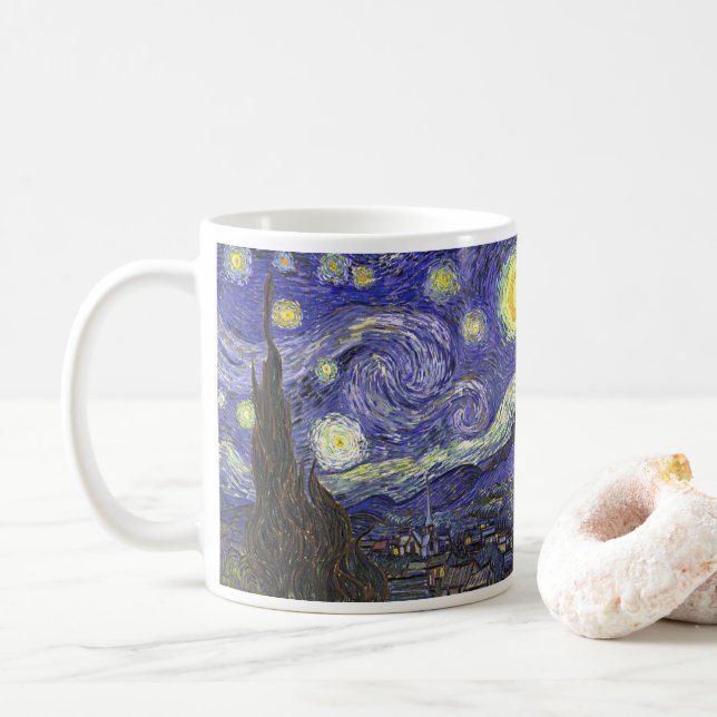 Starry Night von Vincent van Gogh Tasse (Mit Donut)