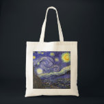 Starry Night von Vincent van Gogh Tragetasche<br><div class="desc">Starry Night by Vincent van Gogh ist ein Vintages, kunstvolles Post-Impressionismus Landschaft Stadtbild mit Blick auf Saint Remy, Frankreich aus van Gogh Asyl. Der Nachthimmel wirbelt mit Wolken und leuchtendem Halbmond und strahlenden Sternen über dem malerischen Dorf. Starry Night ist wahrscheinlich van Goghs berühmteste Gemälde und wurde während des Tages...</div>