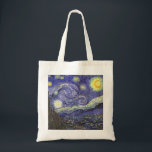Starry Night von Vincent van Gogh Tragetasche<br><div class="desc">Starry Night by Vincent van Gogh ist ein Vintages, kunstvolles Post-Impressionismus Landschaft Stadtbild mit Blick auf Saint Remy, Frankreich aus van Gogh Asyl. Der Nachthimmel wirbelt mit Wolken und leuchtendem Halbmond und strahlenden Sternen über dem malerischen Dorf. Starry Night ist wahrscheinlich van Goghs berühmteste Gemälde und wurde während des Tages...</div>