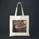 Starry Night von Vincent van Gogh, Vintage Kunst Tragetasche<br><div class="desc">Die Starry Night (1889) von Vincent van Gogh ist ein Vintager Post-Impressionismus der Kunstlandschaft Landschaftsmalerei. Der Blick auf eine Stadt in einem Tal bei Nacht mit den Wolken, den Sternen und einem schönen goldgelben Halbmond. Es wurde im Laufe des Tages aus der Erinnerung gemalt und ist van Goghs bekanntestes Gemälde....</div>