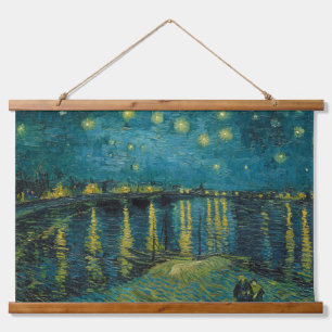 Starry Night von Vincent van Gogh Wandteppich Mit Holzrahmen