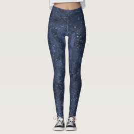 Starry Night Watercolor Sky Leggings
