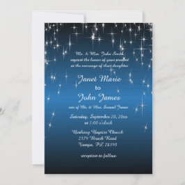 Starry Night Wedding in Color | Metallic Blue Einladung