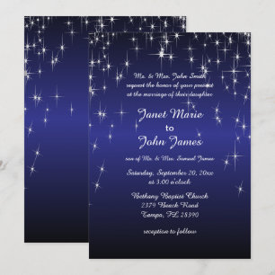 Starry Night Wedding in Dark Blue Einladung