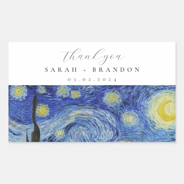 Starry Night Wedding Rechtecksticker Rechteckiger Aufkleber (Vorderseite)