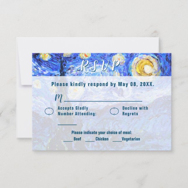 Starry Night Wedding RSVP Custom Invite Cards Einladung (Vorderseite)