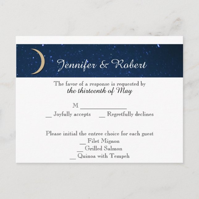 Starry Night Wedding RSVP Postcard Einladungspostkarte (Vorderseite)