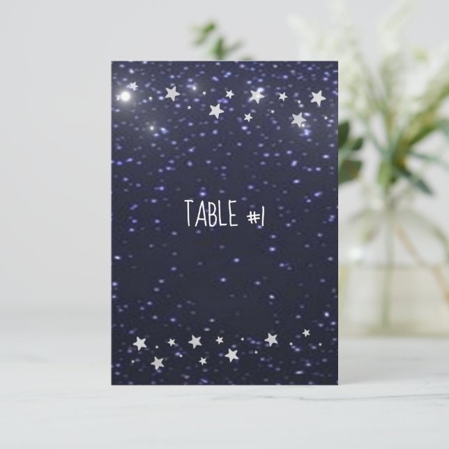 Starry Night Wedding Table Card Einladung (Stehend Vorderseite)