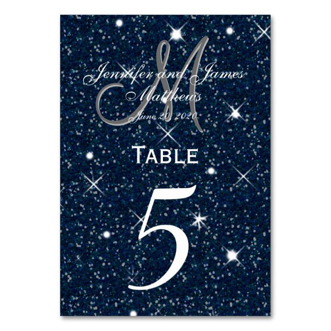 Starry Night Wedding Tischnummer Card (Vorderseite)