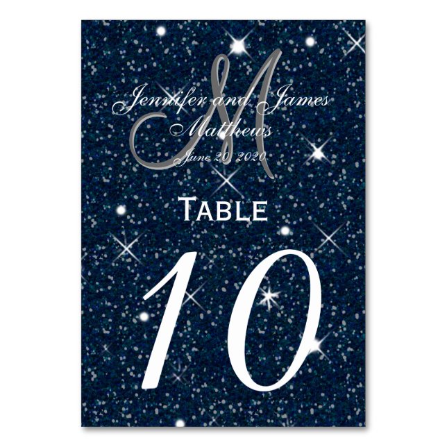 Starry Night Wedding Tischnummer Card (Vorderseite)