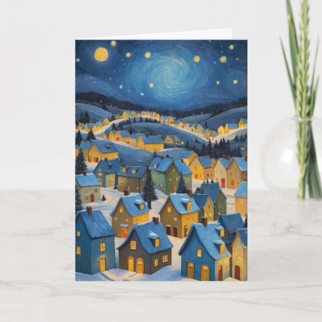 Starry Night Weihnachtskarte mit benutzerdefiniert Karte (Vorderseite)