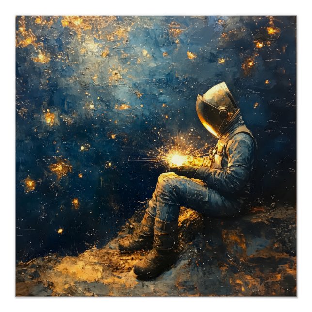Starry Night Welder - Kosmische Schweißkunst Poster (Vorderseite)