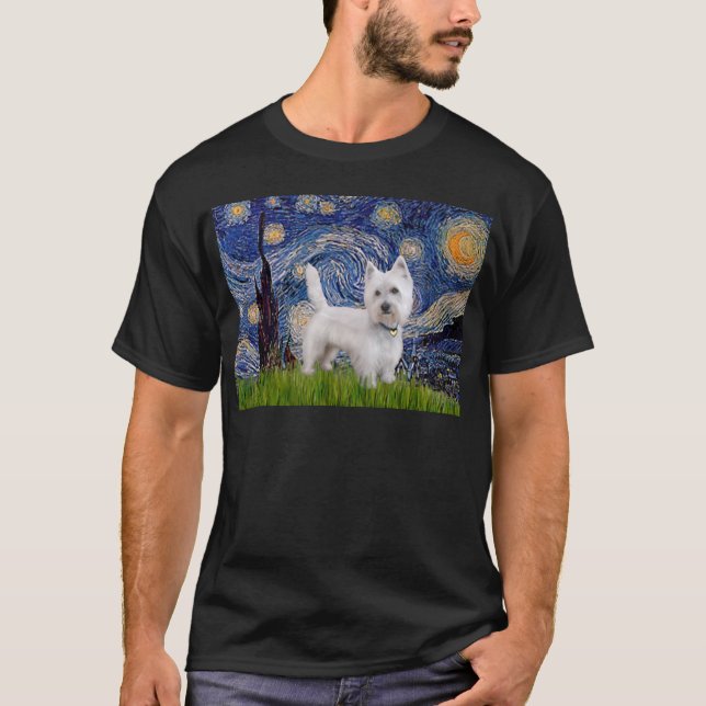 Starry Night - Westie 10 (L) T-Shirt (Vorderseite)