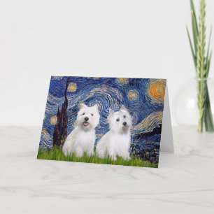 Starry Night - Westies (zwei) Karte
