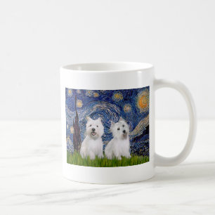 Starry Night - Westies (zwei) Tasse