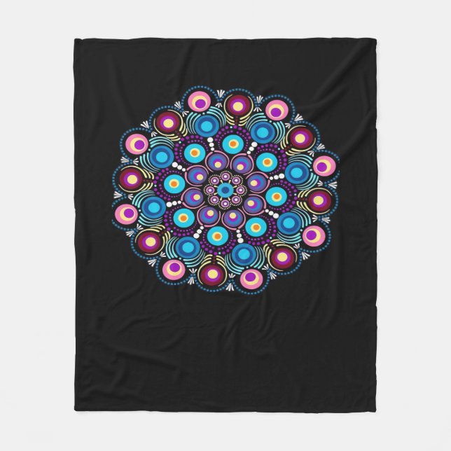 Starry Night Whimsigoth Dot Mandala Fleecedecke (Vorderseite)