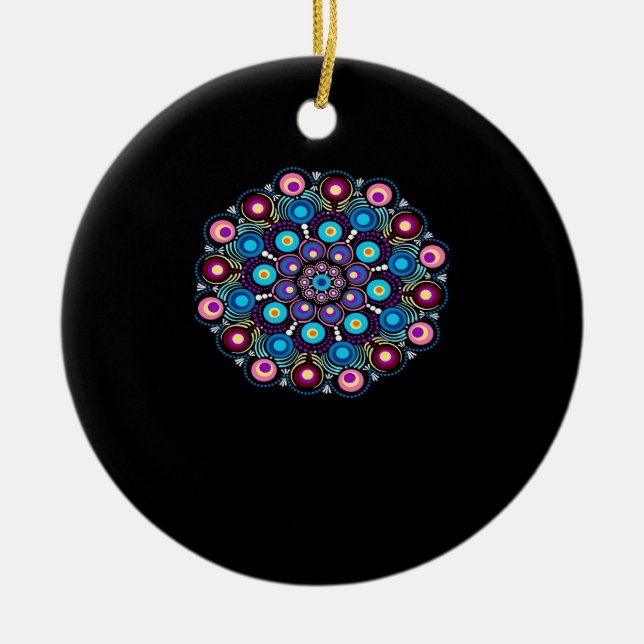 Starry Night Whimsigoth Dot Mandala Keramik Ornament (Vorne)