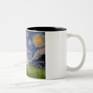 Starry Night - Whippet #2 Zweifarbige Tasse