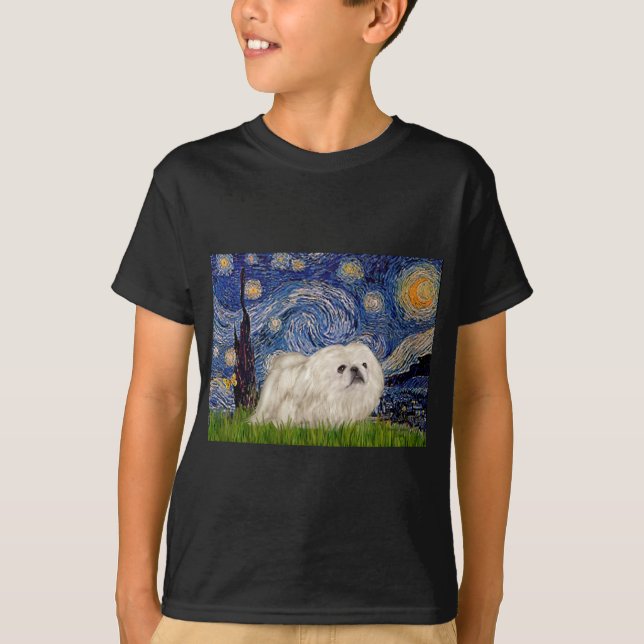 Starry Night - White Pekingese 4 T-Shirt (Vorderseite)