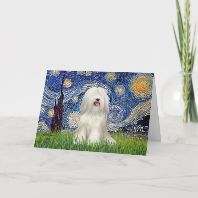 Starry Night - White Tibetan Terrier Karte (Vorderseite)