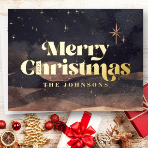 Starry Night Winter Sky Modernes Elegantes Design Folien Feiertagspostkarte