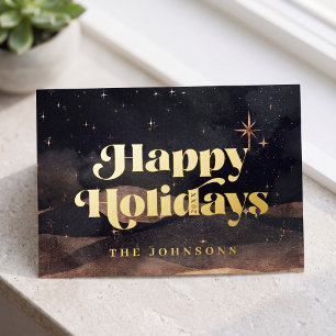 Starry Night Winter Sky Modernes Elegantes Design Folien Feiertagspostkarte