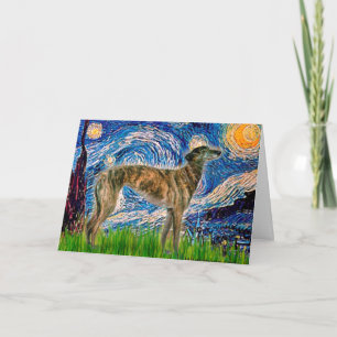 Starry Night with a Brindle Greyhound Karte