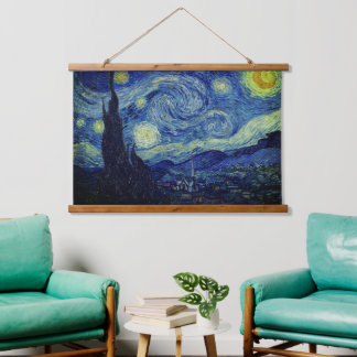 Starry Night Wooden Tapestry von Vincent Van Gogh Wandteppich Mit Holzrahmen