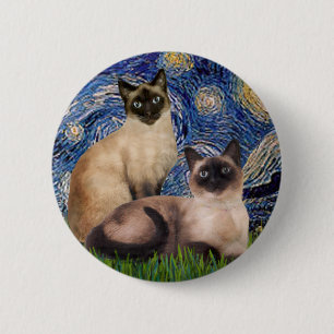 Starry Night - Zwei Siamkatzen (Choc Pt. Button