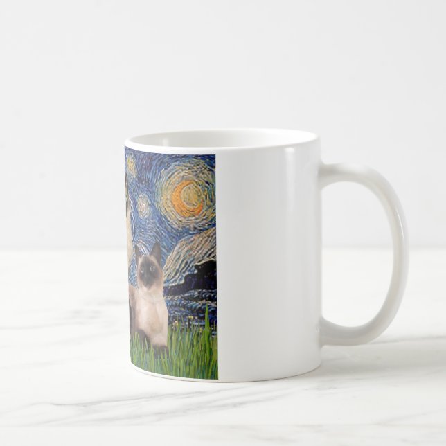 Starry Night - Zwei Siamkatzen (Choc Pt. Kaffeetasse (Rechts)