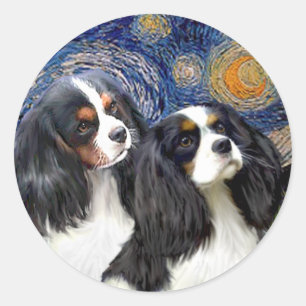 Starry Night - Zwei Tri Cavaliers Runder Aufkleber