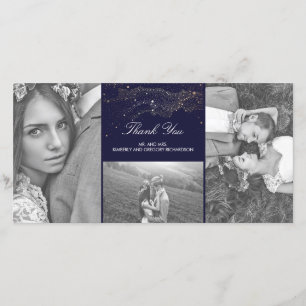 Starry Nights Navy und Gold Wedding Vielen Dank Dankeskarte