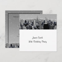 Starry NYC Etched Fisheye Gray Skyline Birthday SQ
