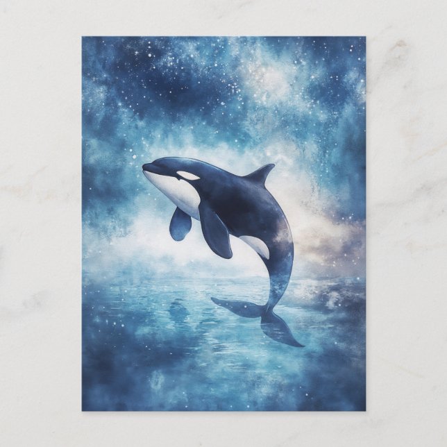 Starry Orca Whale Celestial Galaxy Postkarte (Vorderseite)