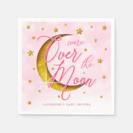 Starry Over the Moon Pink Gold Baby Dusche Napkins Serviette