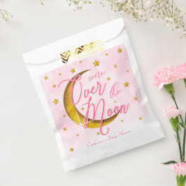 Starry Over the Moon Pink Gold Baby Girl Dusche Geschenktütchen