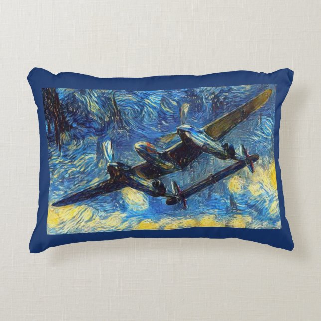 Starry P-38 Night Dekokissen (Vorderseite)
