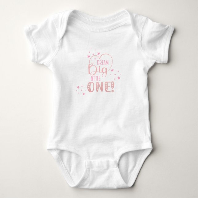 Starry Pink Dream Big Little One Heart Baby Girl Strampler (Vorderseite)