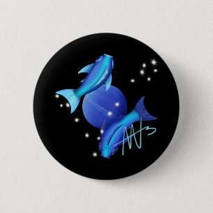 Starry Pisces Neptune Zodiac Button