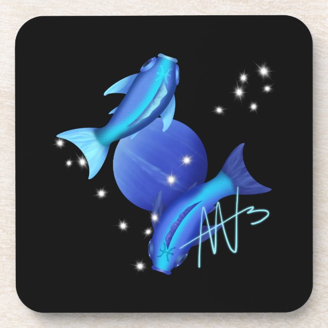 Starry Pisces Neptune Zodiac Getränkeuntersetzer (Vorderseite)