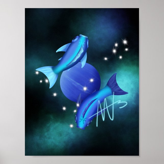 Starry Pisces Neptune Zodiac Poster (Vorne)