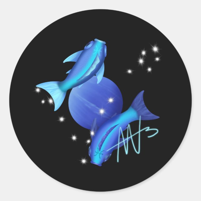 Starry Pisces Neptune Zodiac Runder Aufkleber (Vorderseite)