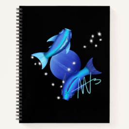 Starry Pisces Neptune Zodiac Spiral Notizbuch