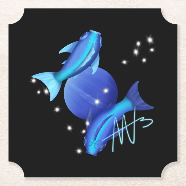 Starry Pisces Neptune Zodiac Untersetzer (Vorderseite)