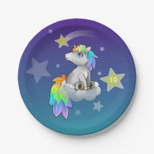 Starry Regenbogenunicorn-kundengerechter Pappteller