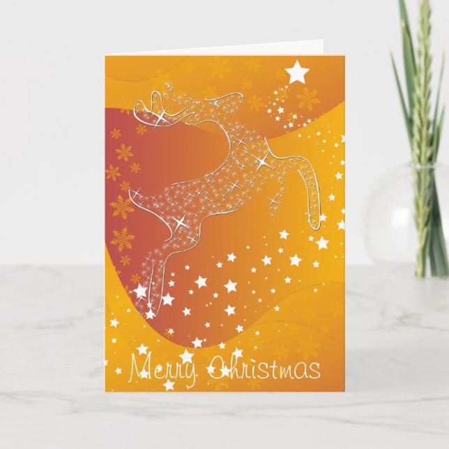 Starry Reindeer Card Feiertagskarte (Vorderseite)
