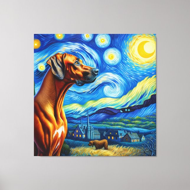 Starry Rhodesian Ridgeback Dog Portrait Leinwanddruck (Vorderseite)